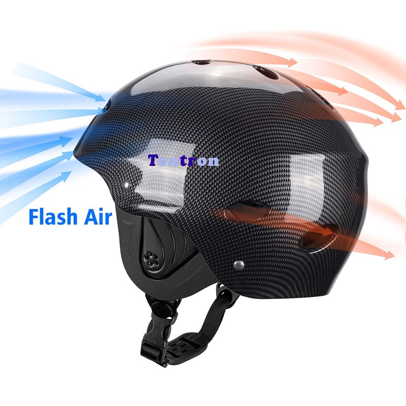 Tontron Adult Whitewater Kayaking Canoeing Watersports Helmet (Gloss Black Fiber