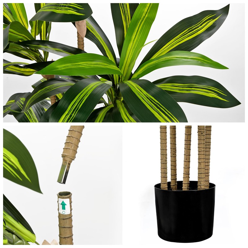 5FT Tall Artificial Dracaena Tree, Lifelike Faux Indoor Fake Floor