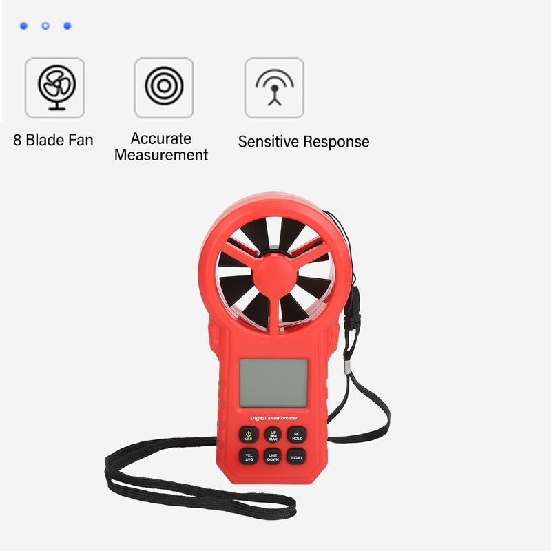 Digital Temperature Wind Speed Meter High Accuracy 5 Units Handheld