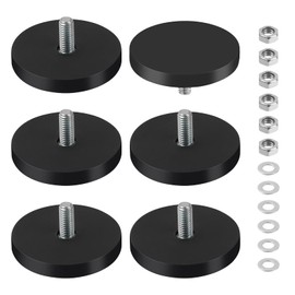 Neodymium Magnets Rubberised Diameter 43 mm with M6 Male Thread, Rubberised Magnetic Disc, Rubber Round Magnets, Magnetic Systems with Rubber Coating, for Screws Eyelet or Hook (Pack of 6)