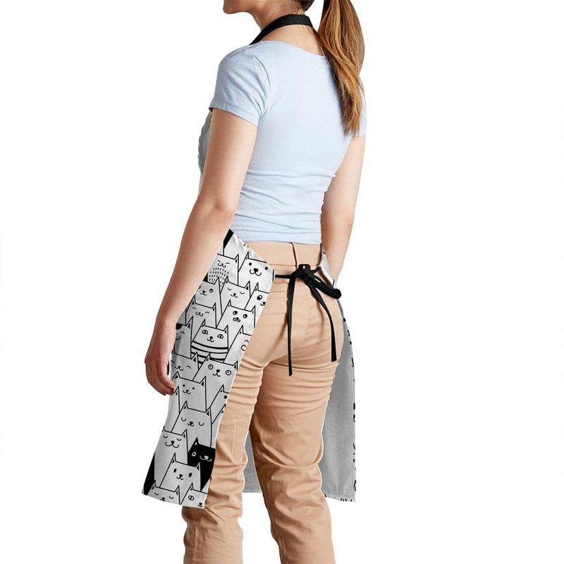Smooffly Cute Cats Apron,Adjustable Neck Bib Apron for Men Women,Suitable