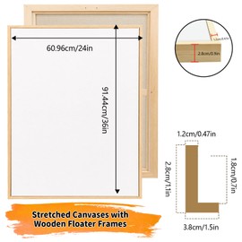 2 Pack 24 x 36 inch Floater Frame Canvas –Gallery Wrapped Canvas Set