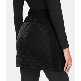 MoFiz Women's Quilted Puffer Skirt Insulated Warm Winter Skorts with Full Zipper Snow Skirts for Casual Hiking Running Golf Outdoor Black Size US M