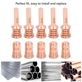 Uadme Plasma Nozzle, 5 Pieces 420132 Electrodes and 5 Pieces 420134 Nozzles Plasma Cutter Accessories, Brass Plasma Cutter Consumable Set for PMX 30AIR