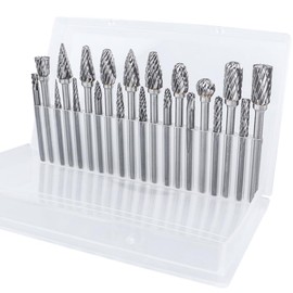 Eyech 20Pcs Double Cut Tungsten Carbide Carving Bits Rotary Burr Set with 1/8” Shank Cutting Burrs Tool for Grinder Drill, Engraving, Metal Carving, Drilling, Polishing