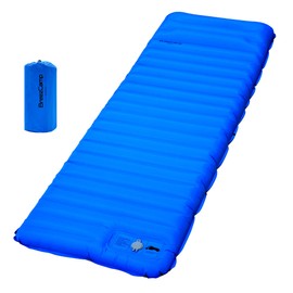 BreezCamp Sleeping Pad,Ultralight Inflatable Camping Pads with Pillow & Foot Pump for Outdoor Hiking Travel Tent Backpacking Trip Car Camp Gear, Airpad Carry Bag,Compact Lightweight Camping Mat, Blue