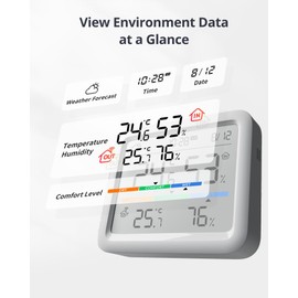 SwitchBot Weather Station for Home, Hygrometer Indoor Thermometer, Temperature Sensor with Date/Weather Forecast/Intelligent Warning, Free Data Storage Export, Hub Required