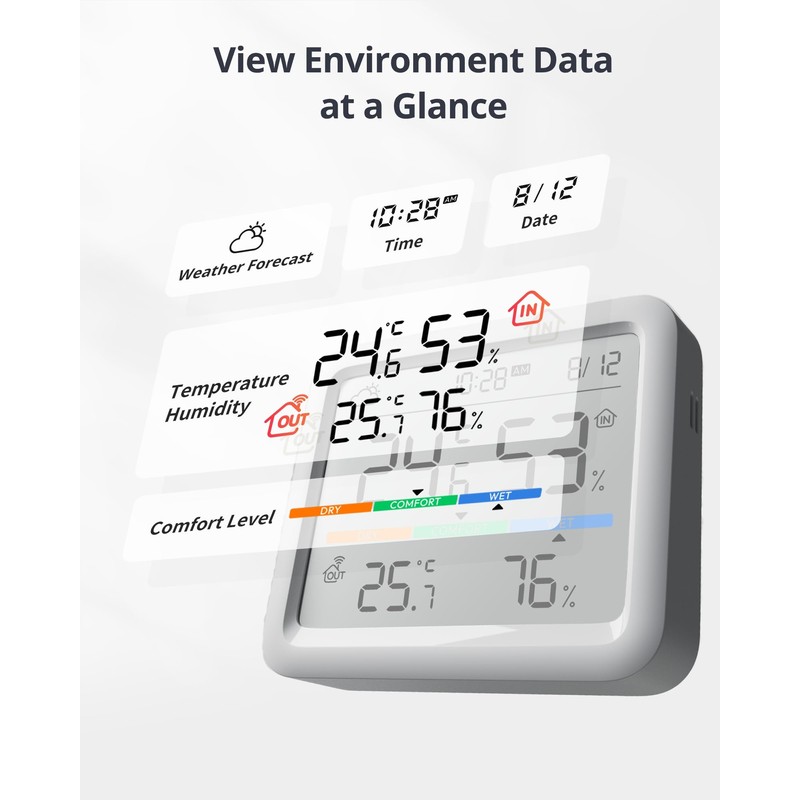 SwitchBot Weather Station for Home, Hygrometer Indoor Thermometer, Temperature Sensor