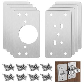 Wopanxye Cabinet Hinges Repair Plate, Stainless Steel Brackets Kit, Kitchen Cupboard Door Mending Mount Replacement Plates Includes Fixing Screws, Protect Wooden Cabinet, Wardrobe, Small Furniture