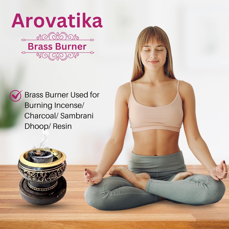 Aro Vatika Brass Burner Used for Burning Incense/Charcoal/Sambrani Dhoop/with Wooden