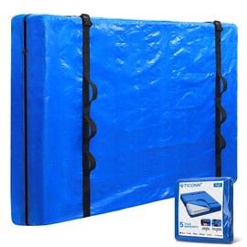 TICONN Mattress Bags for Moving, Heavy Duty Full Mattress Cover Storage Bag with Full-Around Handle and Adjustable Buckles (Blue, Full)