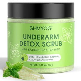 Underarm Detox Scrub, Armpit Detox Green Tea, Mint and Tea Tree Body Deodorant, Natural Dark Armpit Remover for Odors Eliminating and Exfoliating, also for Whole Body & Sensitive Skin, Unisex 8.11 Oz