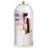 STORICANS Makeup Brush Holder Rotating Organiser with Clear Lid，Sliding Opening