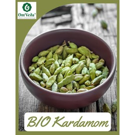 Organic Cardamom | Cardamom Capsules 200 g Green Cardamom Whole with Bowl | Premium Organic Quality Handpicked | Organic Cardamom Elaichi | OmVeda