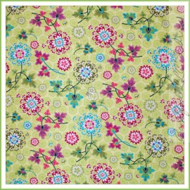 Shabby Chic BonEful Fabric FQ Cotton Quilt Green Purple Pink Flower Garden Leaf Shabby Chic