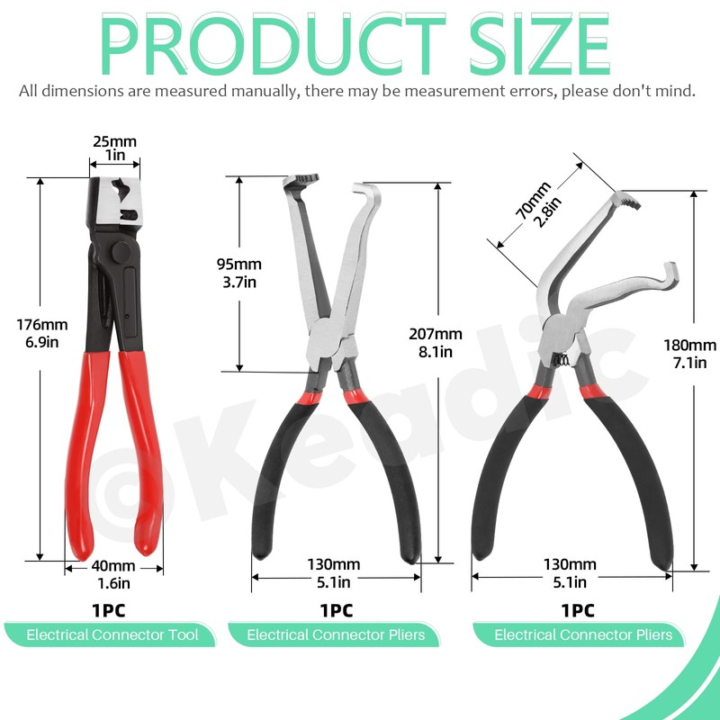 Keadic 3Pcs Electrical Disconnect Pliers 37960,37980 Electrical Connector Disconnect Pliers(60