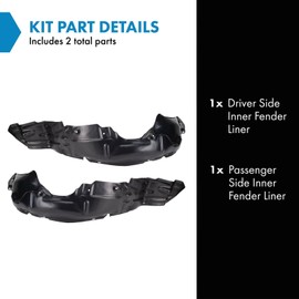 TRQ TRQ Inner Fender Liner Set Compatible with 1988-1992 Toyota Corolla TO1248108 TO1249108