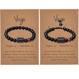 12 Twelve Constellations Hand Woven Leather Bracelet and Moon Pendant Necklace Zodiac Sign Jewelry Set