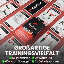 RED RAB Trainingskarten für Gymnastikband mit Schlaufen - Fitness Spiel für Fitnessbänder, Resistance Bands & Widerstandsbänder Krafttraining, Fitnessband, Resistance Band, Widerstandsband Fitness