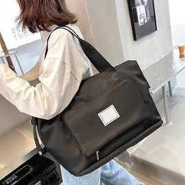 Large Capacity Folding Travel Bag, Foldable Travel Duffel Bag, Portable Travel Lightweight Waterproof Oxford Fabric Duffel Bag for Sports, Gym, Vacation (Black), Black