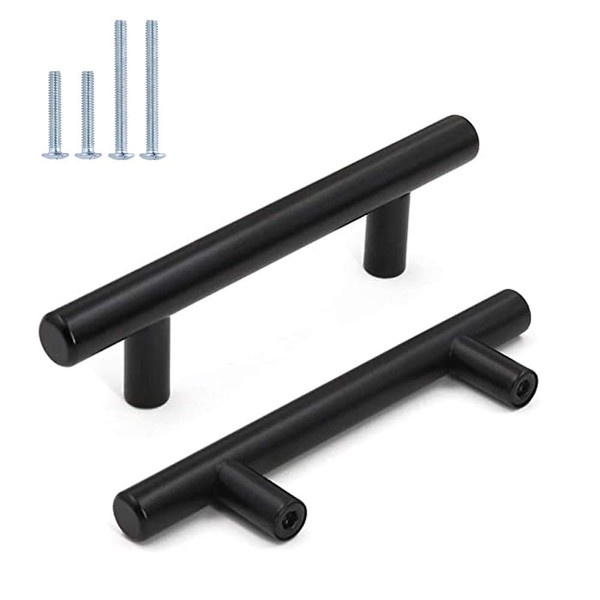 goldenwarm 10 Pack Black Cupboard Handles 5in Hole Center Black