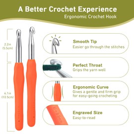 1Pack Size M / 9.0mm Crochet Hook, Super Smooth & Ergonomic for Beginner and Advanced (9.0mm-M)