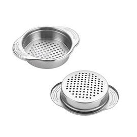 Tuna Can Strainer Stainless Steel Food Can Strainer Sieve Metal Tuna Strainer Press Lid Canning Colander Lid Oil Drainer Remover Tuna Can Filter for Straining, Draining & Rinsing (1)