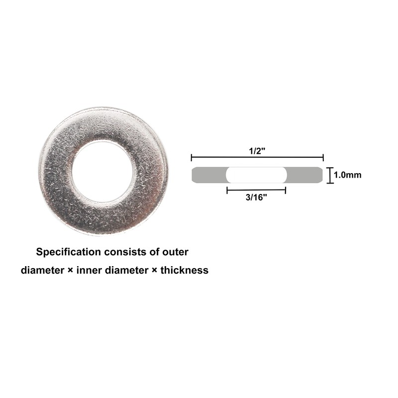 cSeao 100pcs 10# (3/16") ID x 1/2" OD 1.0 Thickness