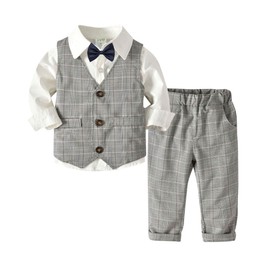 Shiawase Warehouse Boys Suit, Kids, Formal Setup, Baby Tuxedo, First Festival, Baby Shower, Shichi-Go-San Wedding, Stylish, Children's Clothing, multicolor (gray / white)