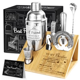 ARIDUR Best Friend Birthday Gifts for Women, to My Bestie Gift Ideas, Friendship Gifts for Bestfriend, Sentimental BFF Gifts for Female Friend - Cocktail Shaker Set with Stand
