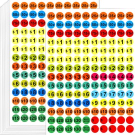 Removable Garage Sale Price Stickers, 1400 PCS 3/4 Inch Price Stickers for Yard Sales, Flea Markets, County Fairs & Retail Use, Pricemarker Labels, Colours Round Price Tags