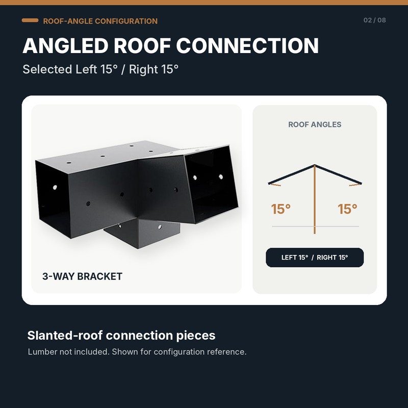 3 Piece Slanted Roof Pergola Bracket Set for 4x4 Posts,