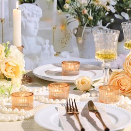 Lanttu Tealight Candle Holder Set of 12,Gold Small Votive Candle Holders for Table Centerpiece,Glass Tea Light Candles Holder for Party&Home,Wedding Decor(2''Dia*1.4''H)