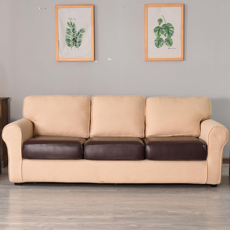 vctops 100% Waterproof Pu Leather Couch Cushion Covers Luxury Stretch