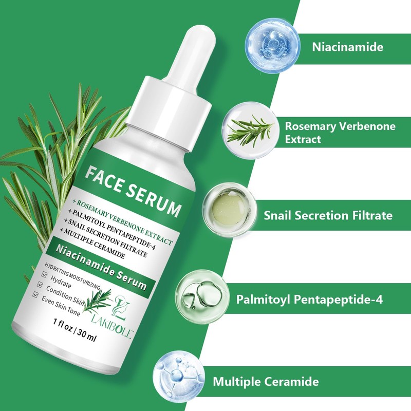 LAKIBOLE 3 Pack Niacinamide Serum with Rosemary Verbena Extract for