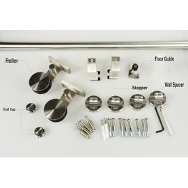 KINMADE Ten Stainless Steel Sliding Barn Door Hardware Kit 6.6FT (2 * 1000mm) Track Single Door Kit