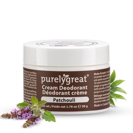 Purelygreat Patchouli Scented Cream Deodorant for Women & Men | Aluminum Free Deodorant Women & Men | Vegan & Long Lasting Odor Control | Chemicals, Parabens, BPA & Cruelty Free | 1.76 oz