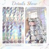 2 Pack 3.3x6.6ft Holography Silver Tile Foil Fringe Curtains -