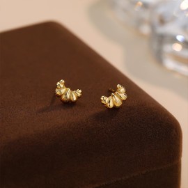 Fajewellery Women's Silver Jewellery Set Gold Croissant Stud Earrings Bracelet Croissant Jewellery Gifts, Sterling Silver, No Gemstone