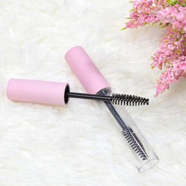 GTHER - Juego de 10 botellas vacías de 10 ml con varita de pestañas e insertos de goma y embudos para aceite de ricino/aceite de crecimiento de pestañas, contenedor de crema de pestañas con tapa, color rosa mate