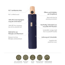 Doppler Nature Mini Pocket Umbrella 25 cm, Deep Blue