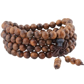 Mookaitedecor elastic wood bracelet with 108 beads, Buddhist, Tibetan prayer beads, Buddha Mala, necklace for Yoga and meditation, NA