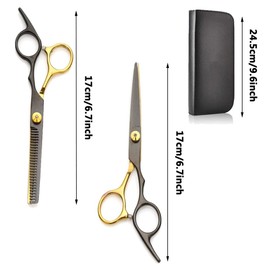 Hair Cutting Scissors Shears Kits 15 Pcs Professional Hairdressing Set Stainless Steel Thinning for Barber/Salon/Home/Men/Women/Kids/Adults Haircut Kit With Comb Cape Clips Barber Salon