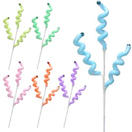 Kathfly 6 Pcs Christmas Tree Picks Sandworm Decor Woolen Bells Curly Picks Christmas Tree Ornaments Xmas Branches with Bells Xmas Hanging Decorations for Party DIY Home Crafts Gifts(Macaron)