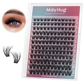 Mayhug Eyelash Extensions, 3D Effect, Individual Eyelashes, 144 Pieces, D Curl Clusters, Lashes, Fluffy, 8-18 mm, DIY Natural Eyelashes, Fake Lashes (Flair)