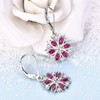 YL Snowflakes Earrings Sterling Silver Dangle Drop Earrings Created Ruby