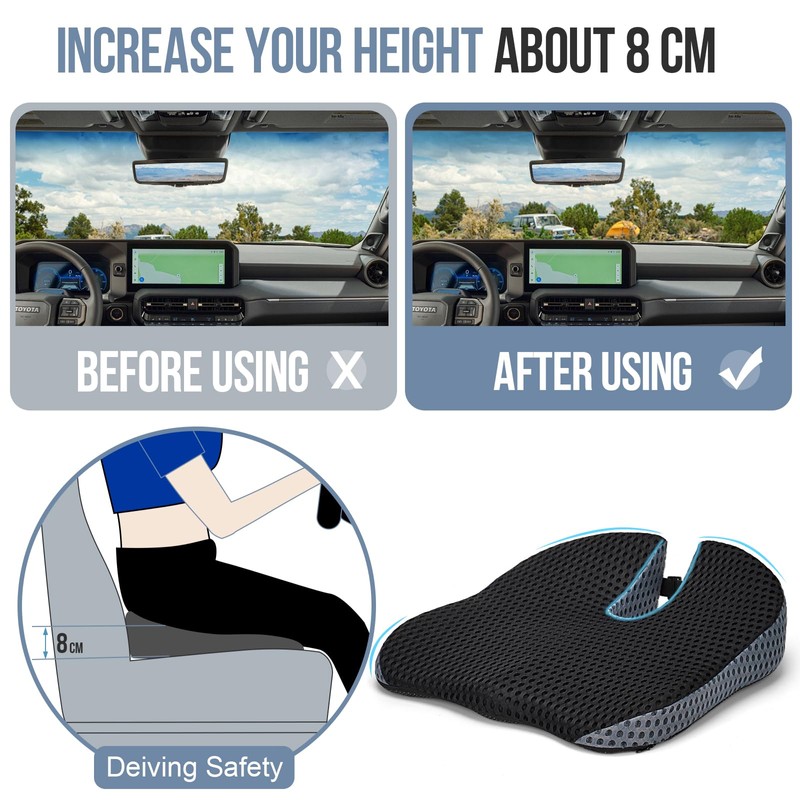 Ajiteogy Car Seat Cushion, Memory Foam Car Wedge Seat Cushion