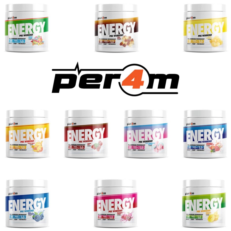 Per4m Energy Pre Workout with Amino Acids | Caffeine, Tyrosine,