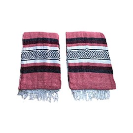 Yoga Blanket Set of Two , Outdoor Blanket , 72" X 52" , Camping Blanket , Made in Mexico , Camping , Yoga , Patio Blanket , Pink & Burgundy
