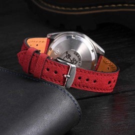 Anbeer Suede Leather Watch Band,22mm Perforated Replacement Wristband for Men Women,Classic Retro Watch Strap
